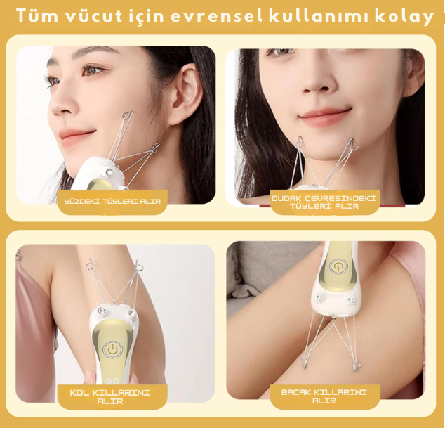 Yüz İpi Epilasyon Cihazı – Otomatik Yüz Tüyü Alma Makinesi, Ağrısız ve Hassas Epilasyon (USB Şarjlı)